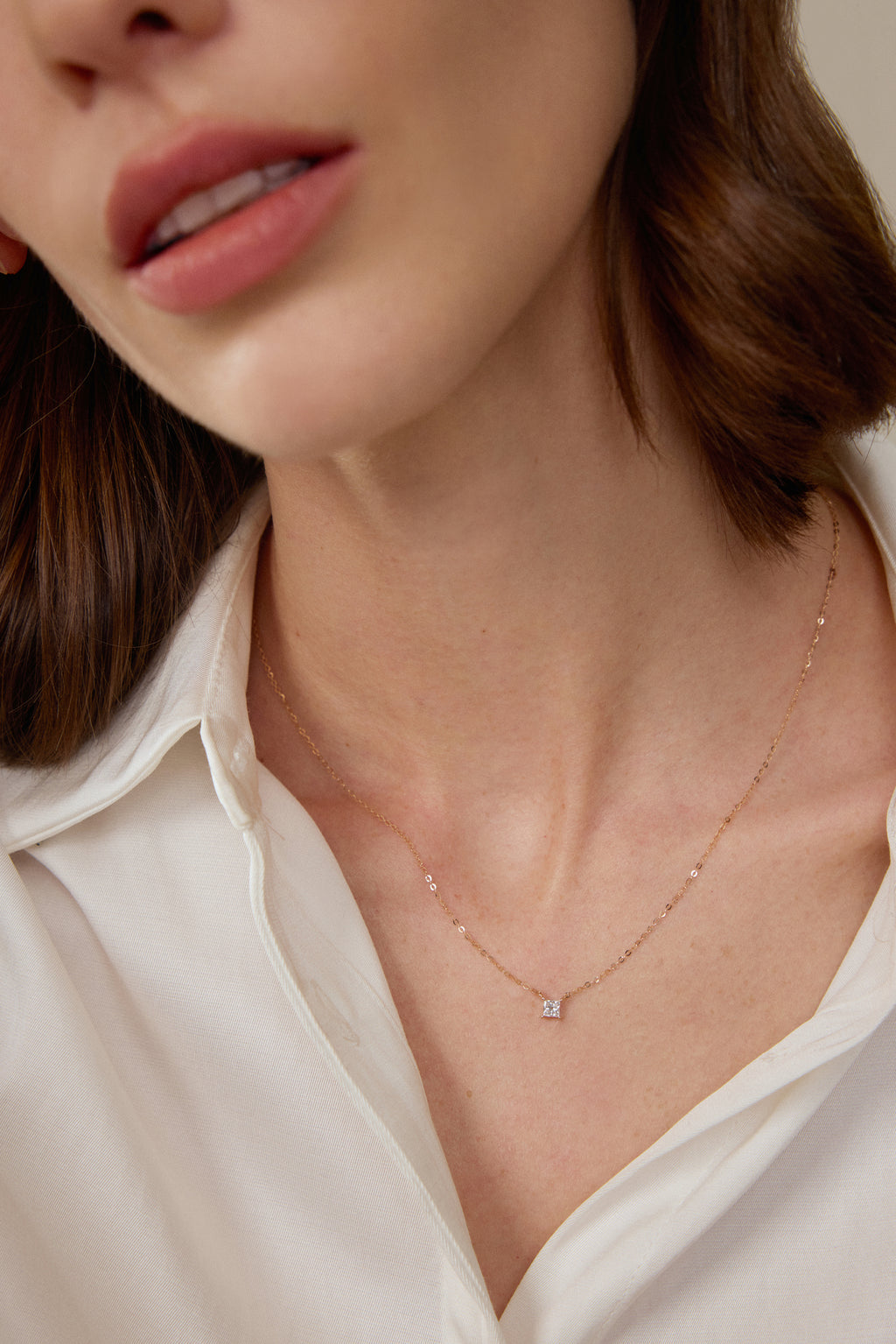 Princess-Solitär-Diamantkette – 0,26 ct in 18K Gold