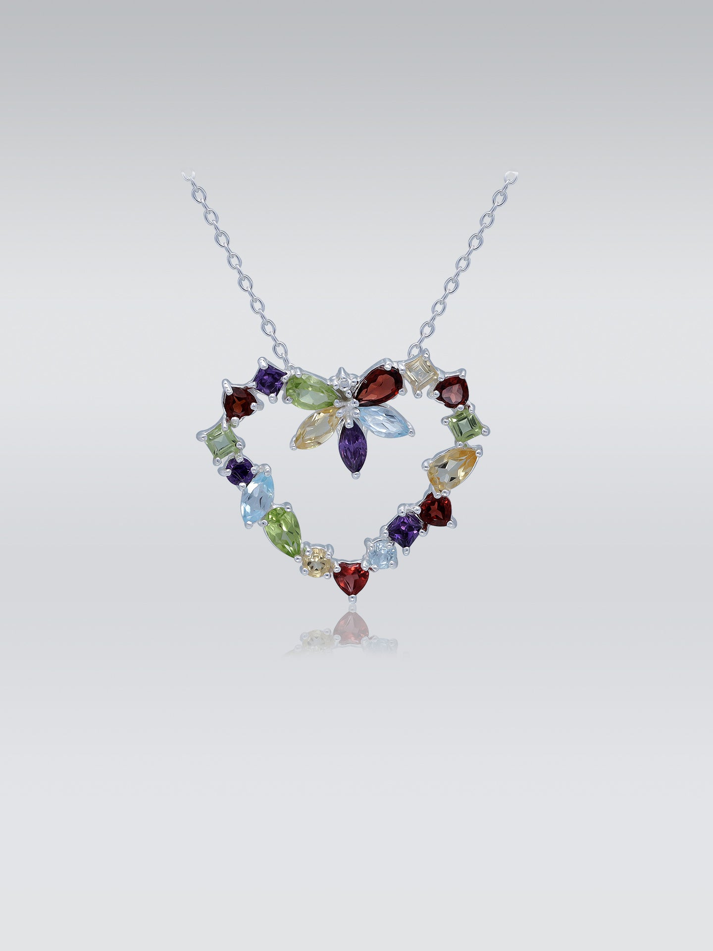 Heart-Shaped Gemstones Necklace