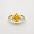 Three Stone Pear Lab Diamond Ring 18K Gold