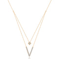 18k Rose Gold Layered V Necklace with Lab Grown Diamonds
