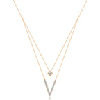 18k Rose Gold Layered V Necklace with Lab Grown Diamonds