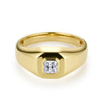 18k Gelbgold Herren Solitaire Ring mit quadratisch geschliffenem Labordiamanten