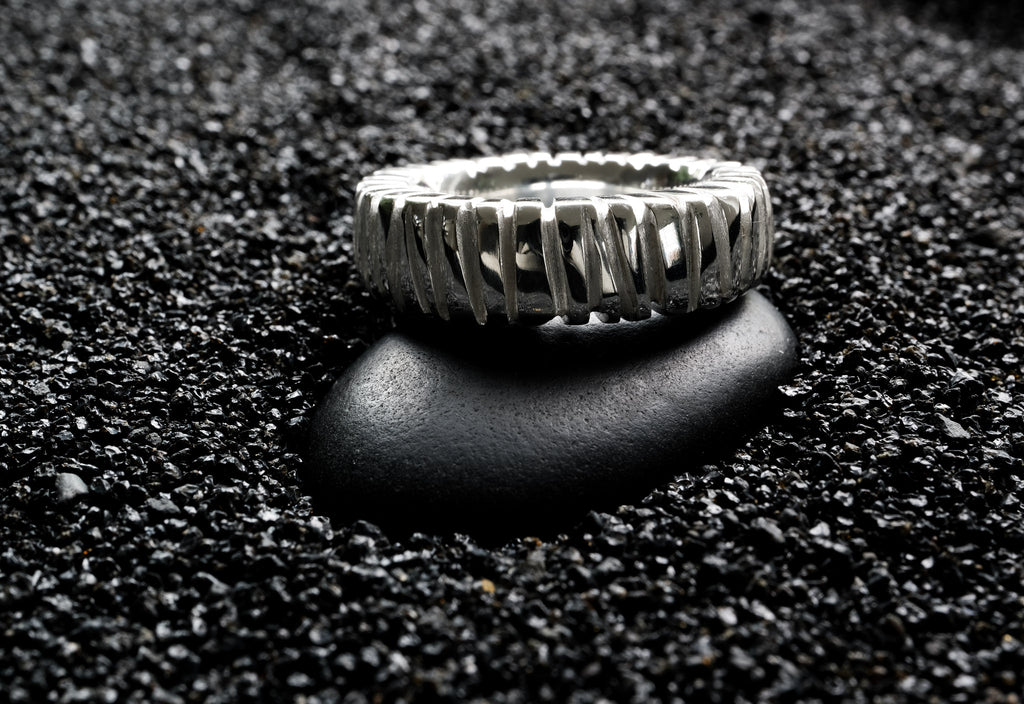 Bold Textured Band Ring Handmade in Germany from 925 Sterling Silver