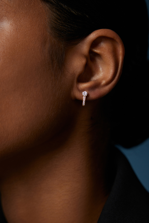 18K Gold Hoop Earrings with Lab Grown Diamonds