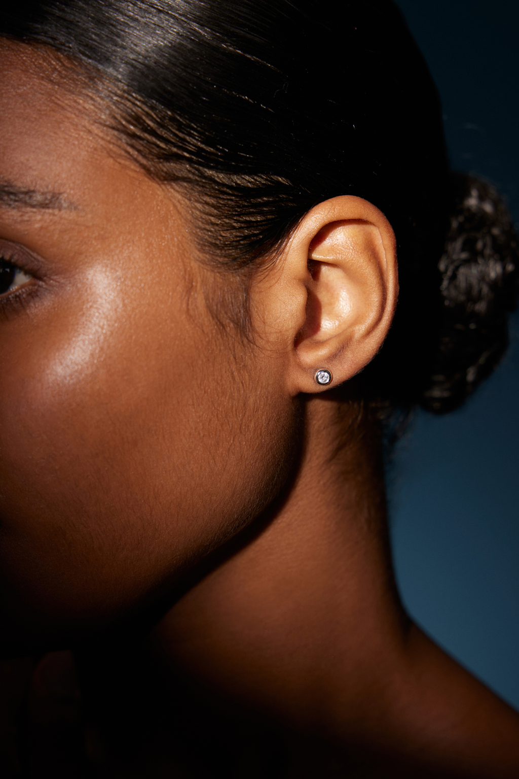 18K Gold Bezel Stud Earrings with Lab Grown Diamonds