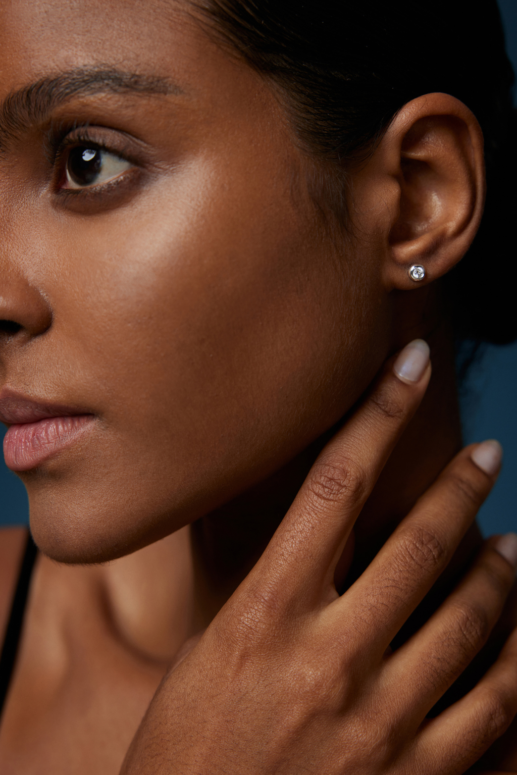 18K Gold Bezel Stud Earrings with Lab Grown Diamonds