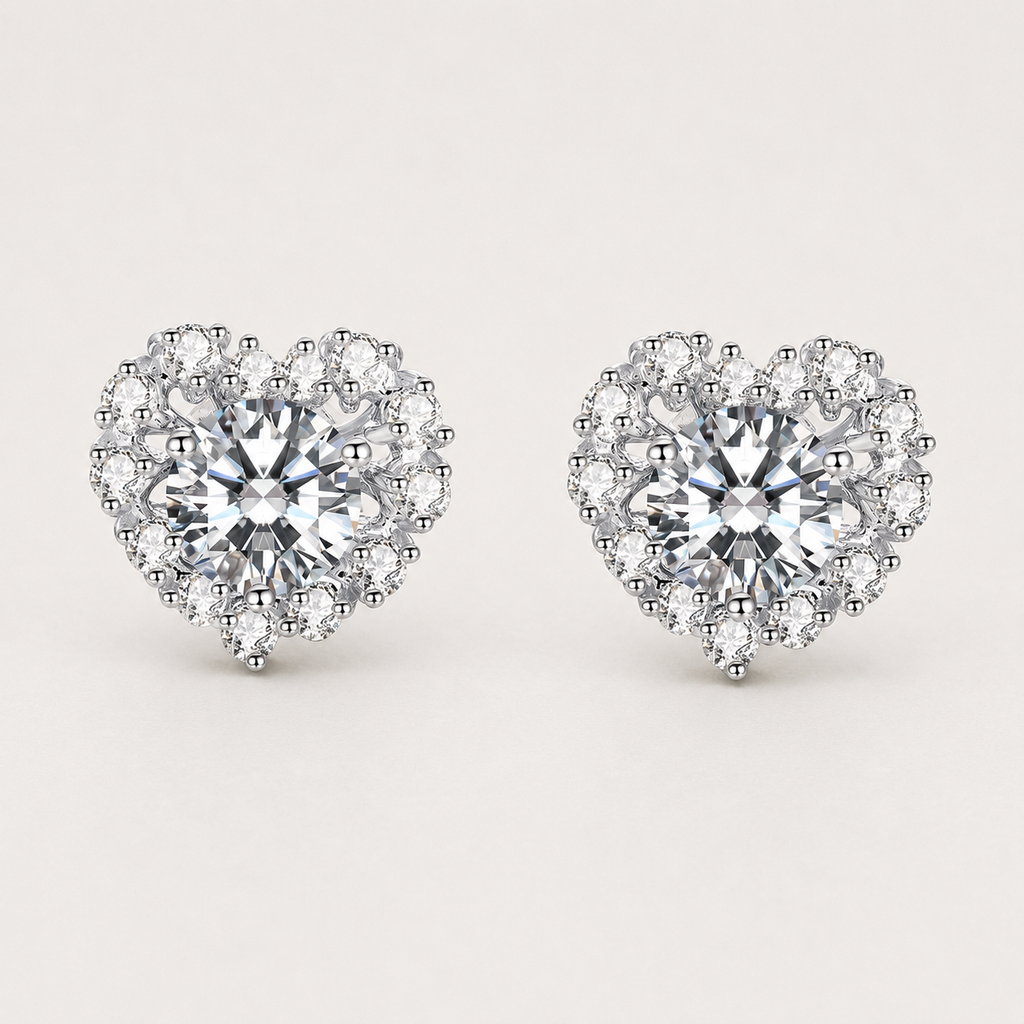 Heart-Shaped Stud Earrings