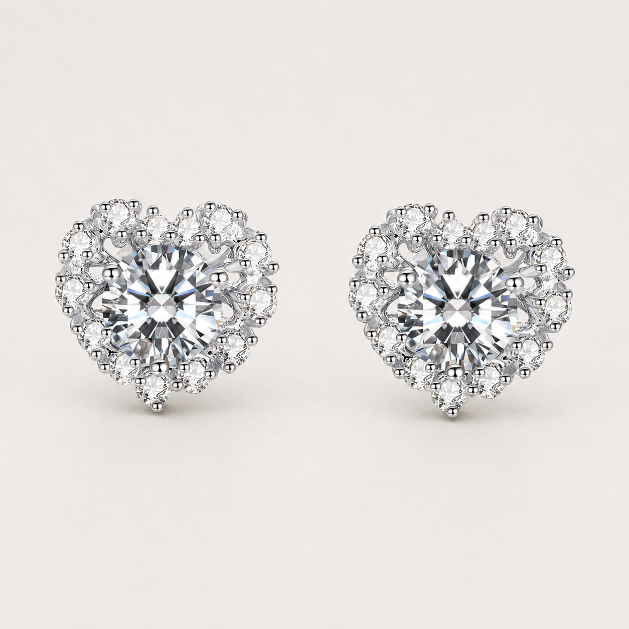Heart-Shaped Stud Earrings