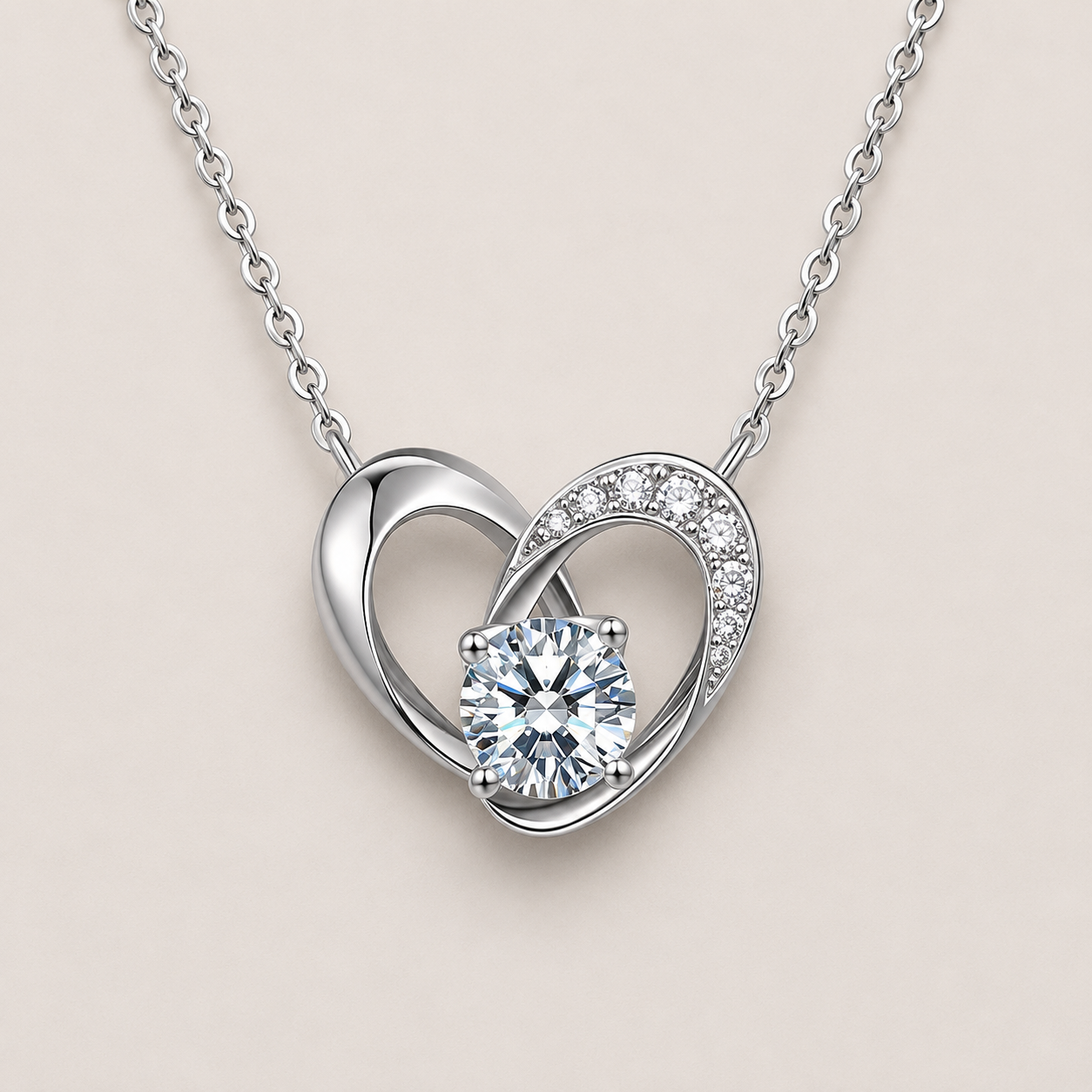 Two-Tone Heart Pendant Necklace