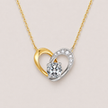 Two-Tone Heart Pendant Necklace