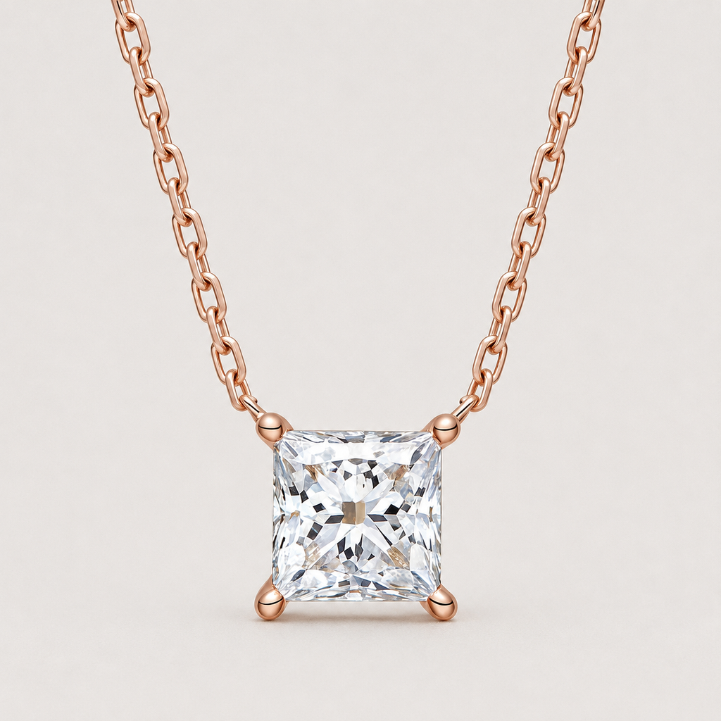 Princess-Solitär-Diamantkette – 0,26 ct in 18K Gold