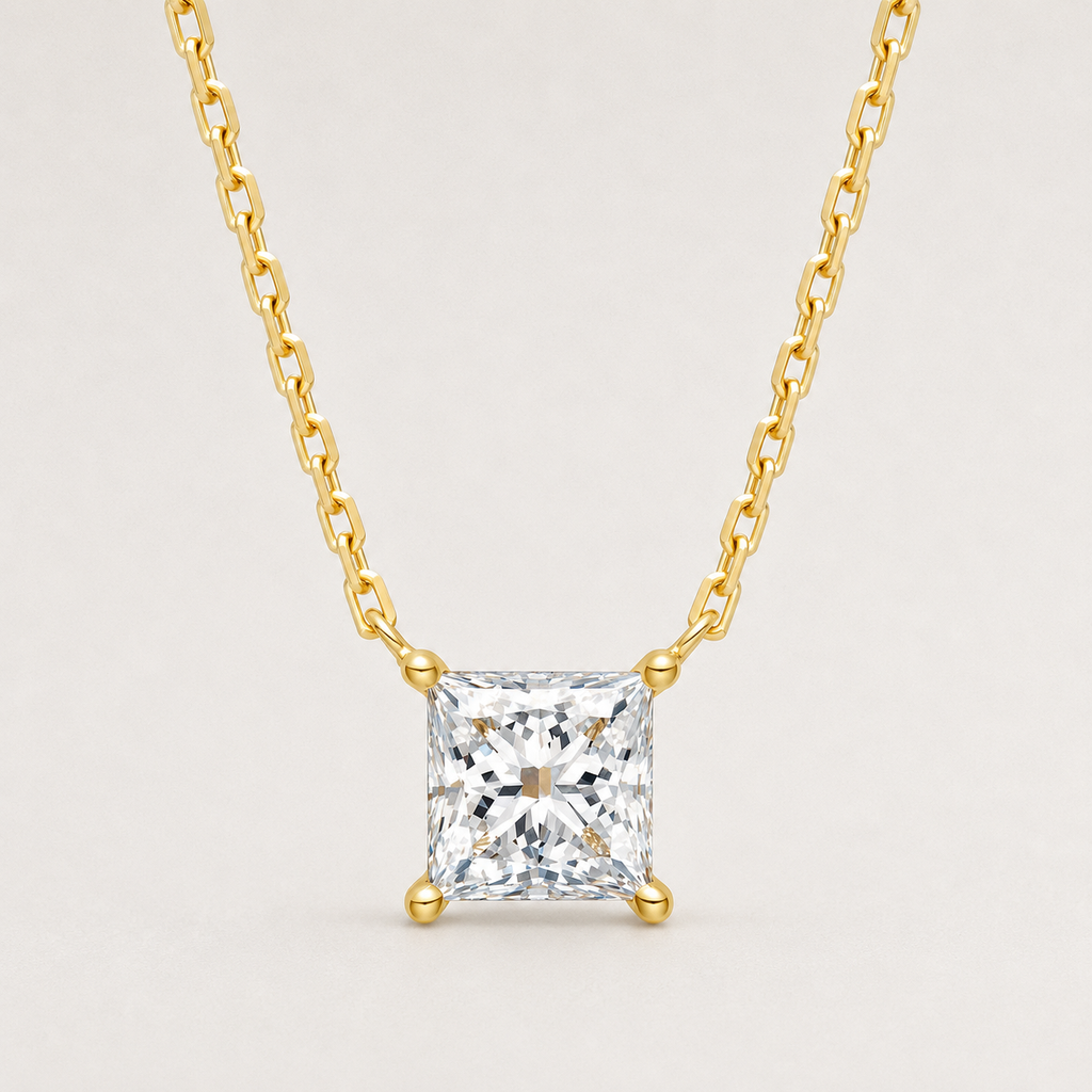 Princess-Solitär-Diamantkette – 0,26 ct in 18K Gold