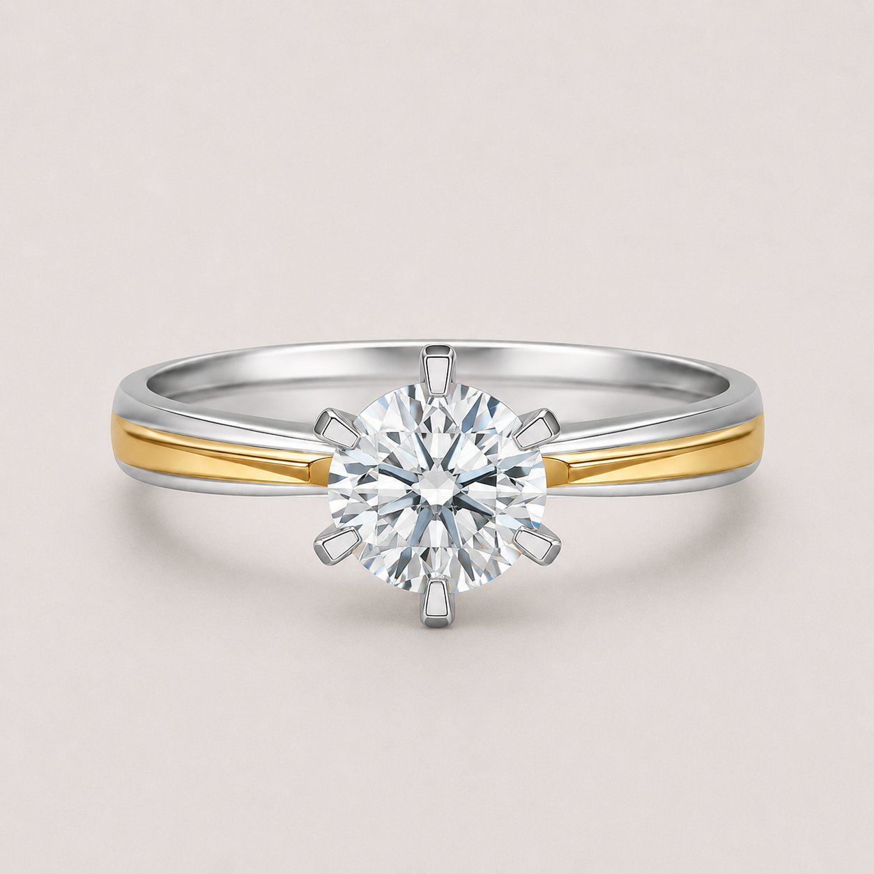 Two-Tone Diamond Engagement Ring
