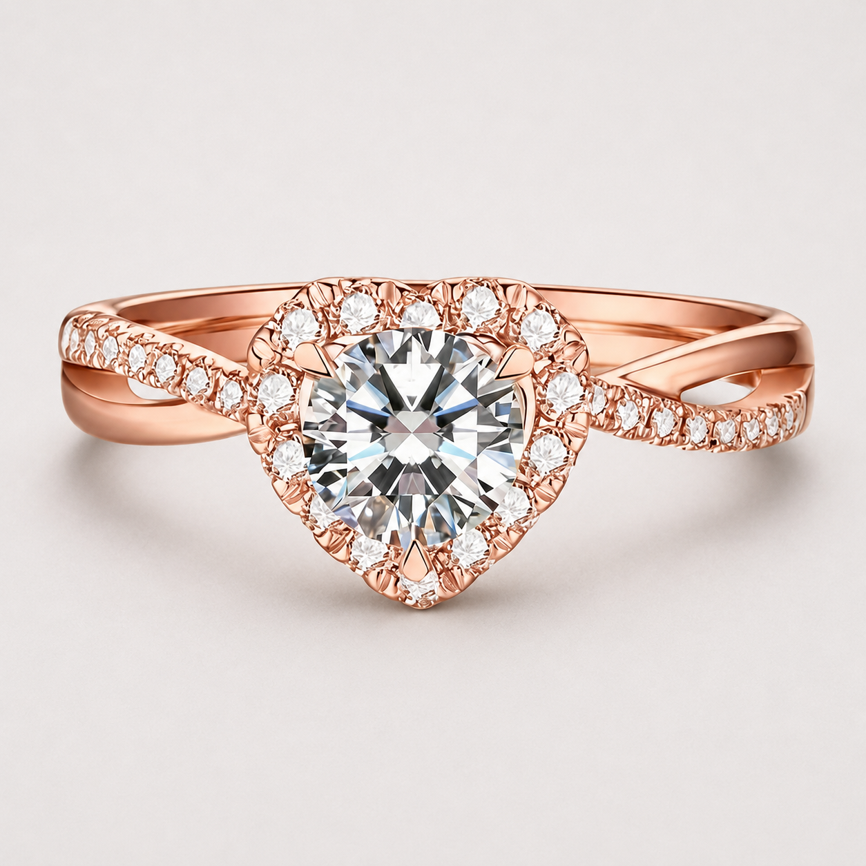 Heart-Shaped Halo Diamond Ring