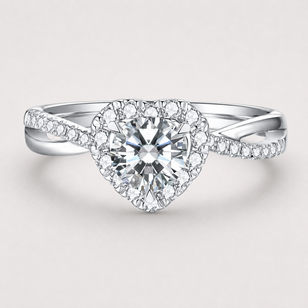 Heart-Shaped Halo Diamond Ring