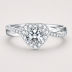 Heart Halo Verlobungsring – 0,93 ct Labordiamanten in 18K Weißgold