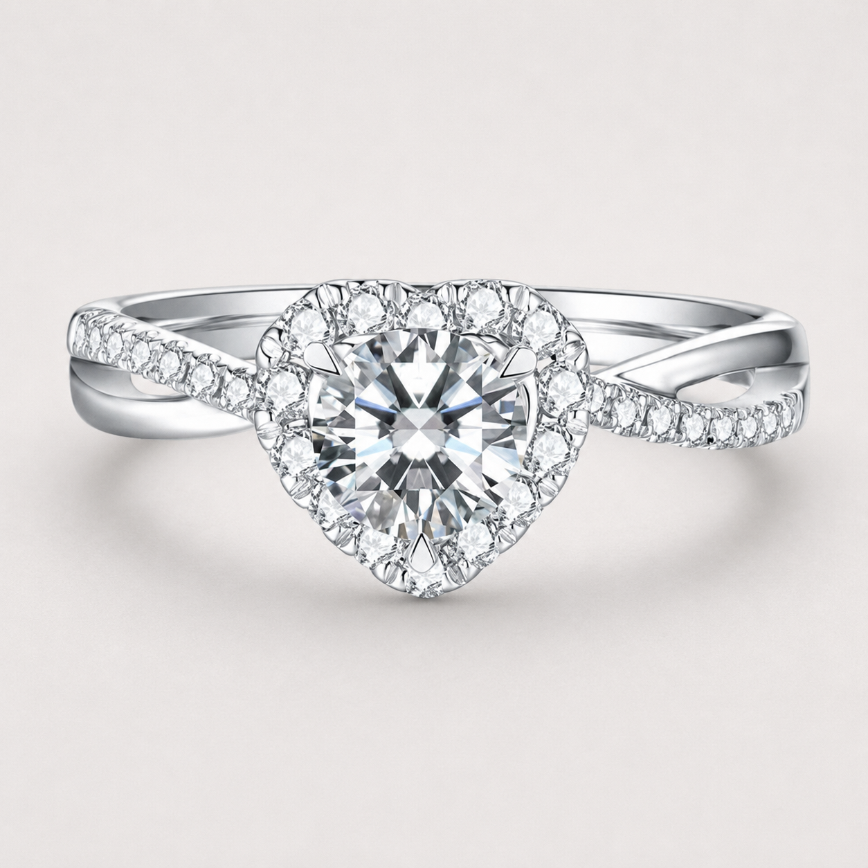 Heart-Shaped Halo Diamond Ring
