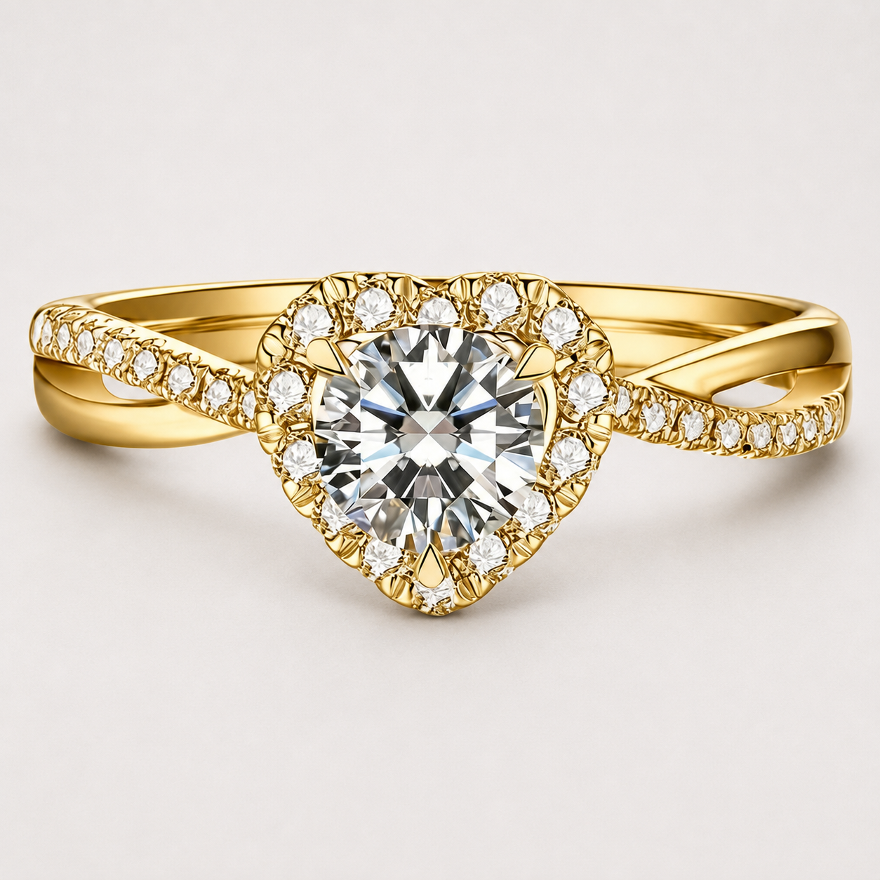 Heart-Shaped Halo Diamond Ring
