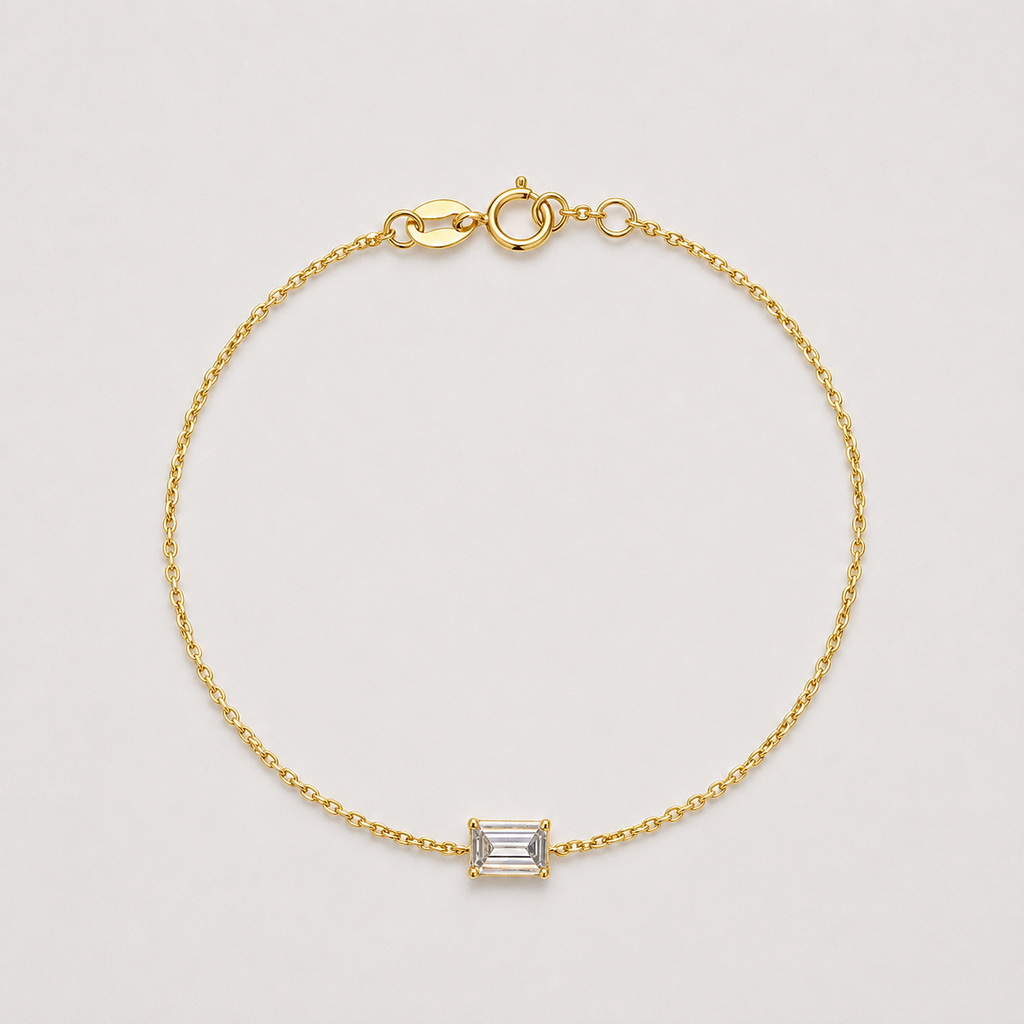 Solitär-Diamantarmband – 0,55 ct Smaragdschliff in 18K Weißgold