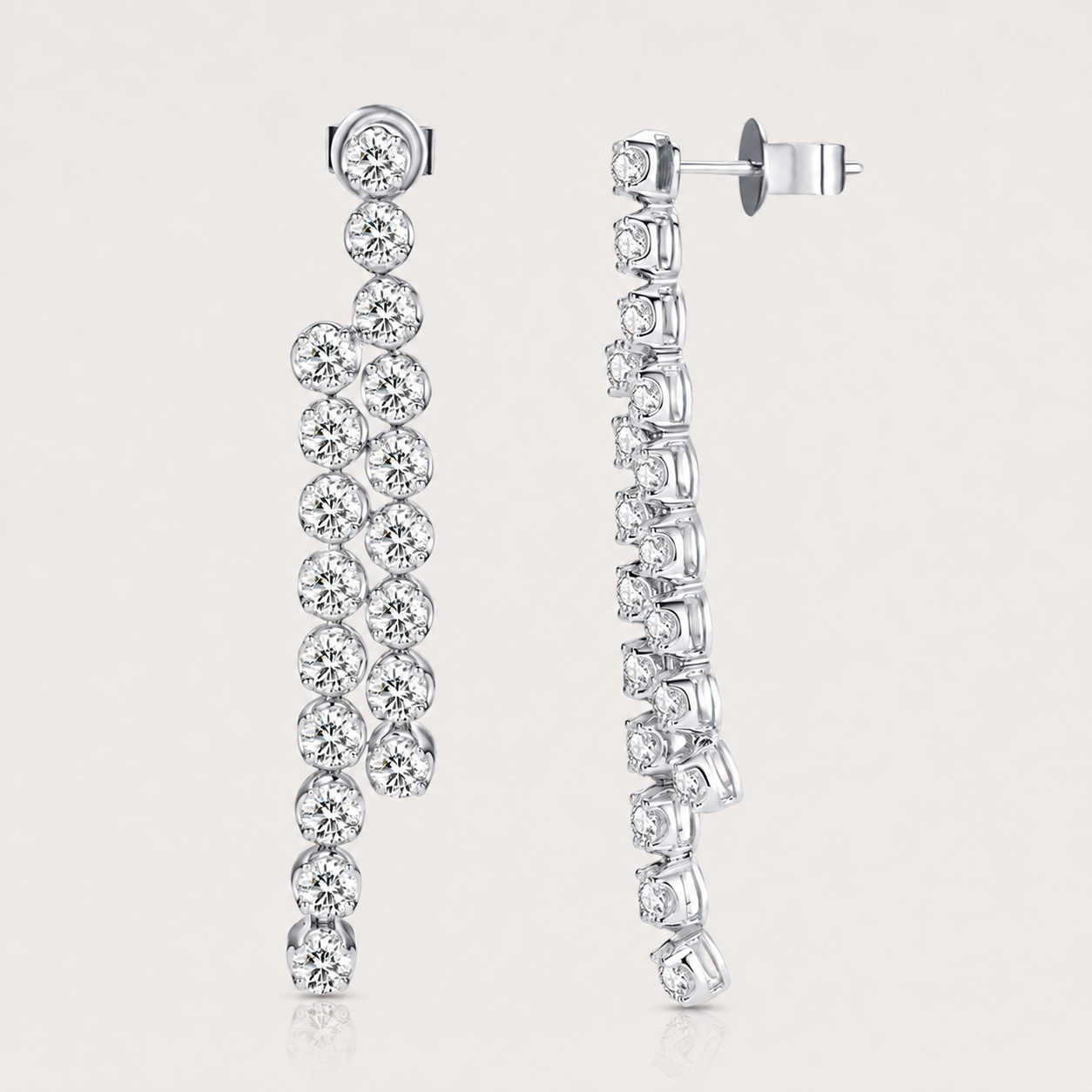 18K White Gold Diamond Drop Earrings with Lab Grown Diamonds