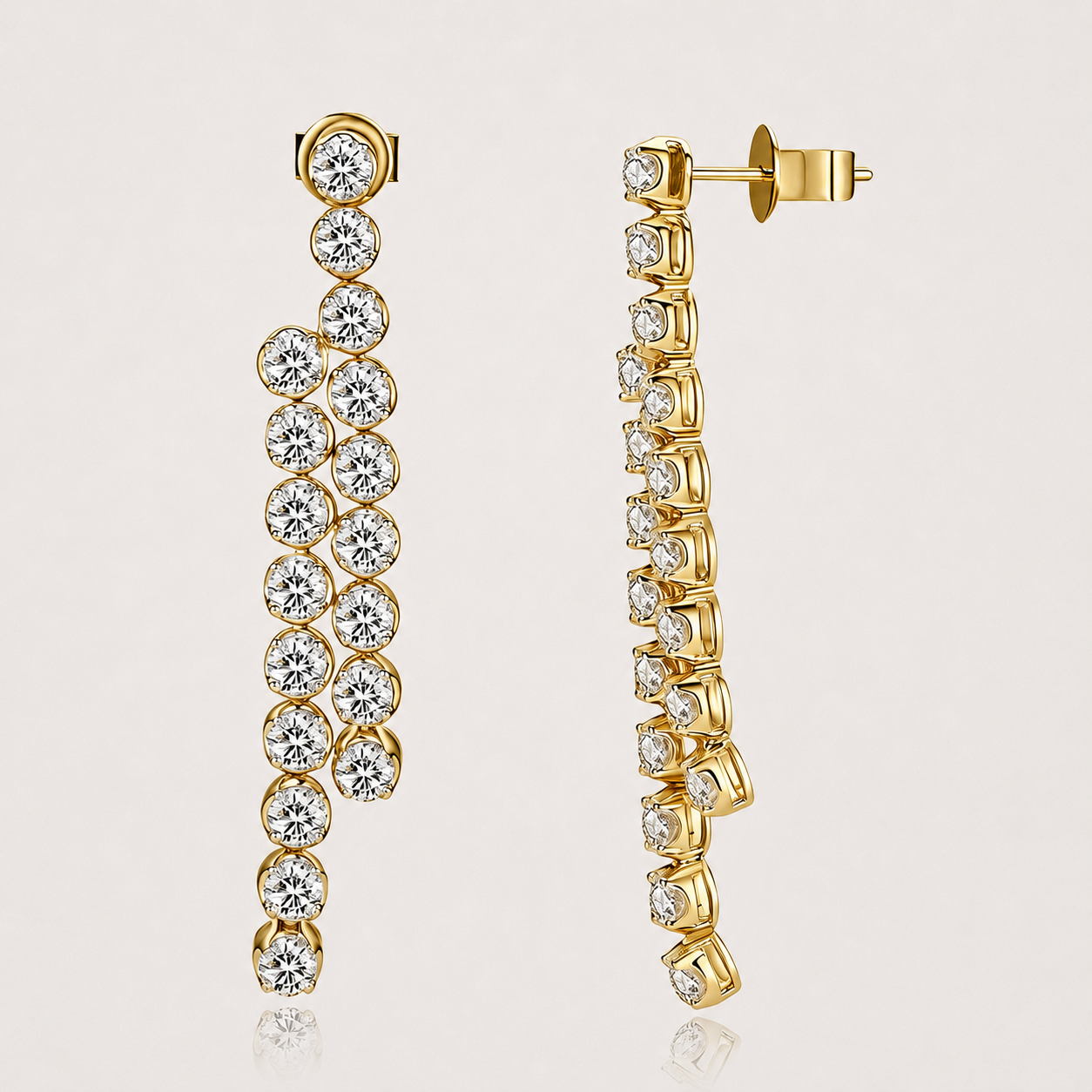 18K White Gold Diamond Drop Earrings with Lab Grown Diamonds