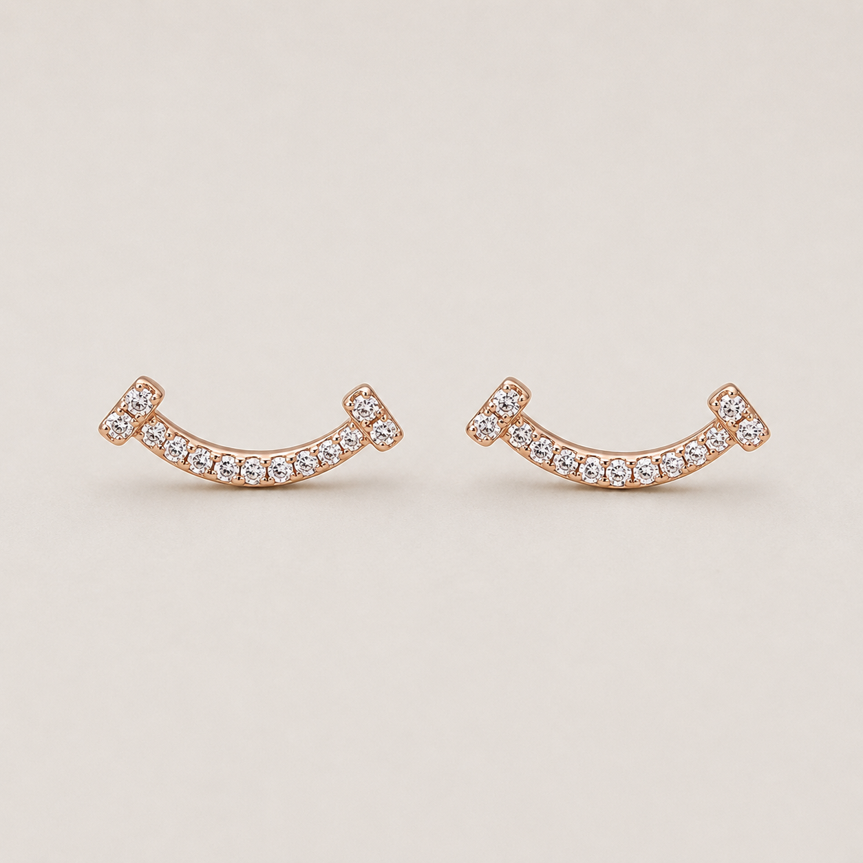 18K Rose Gold Pavé Curve Stud Earrings with Lab Grown Diamonds