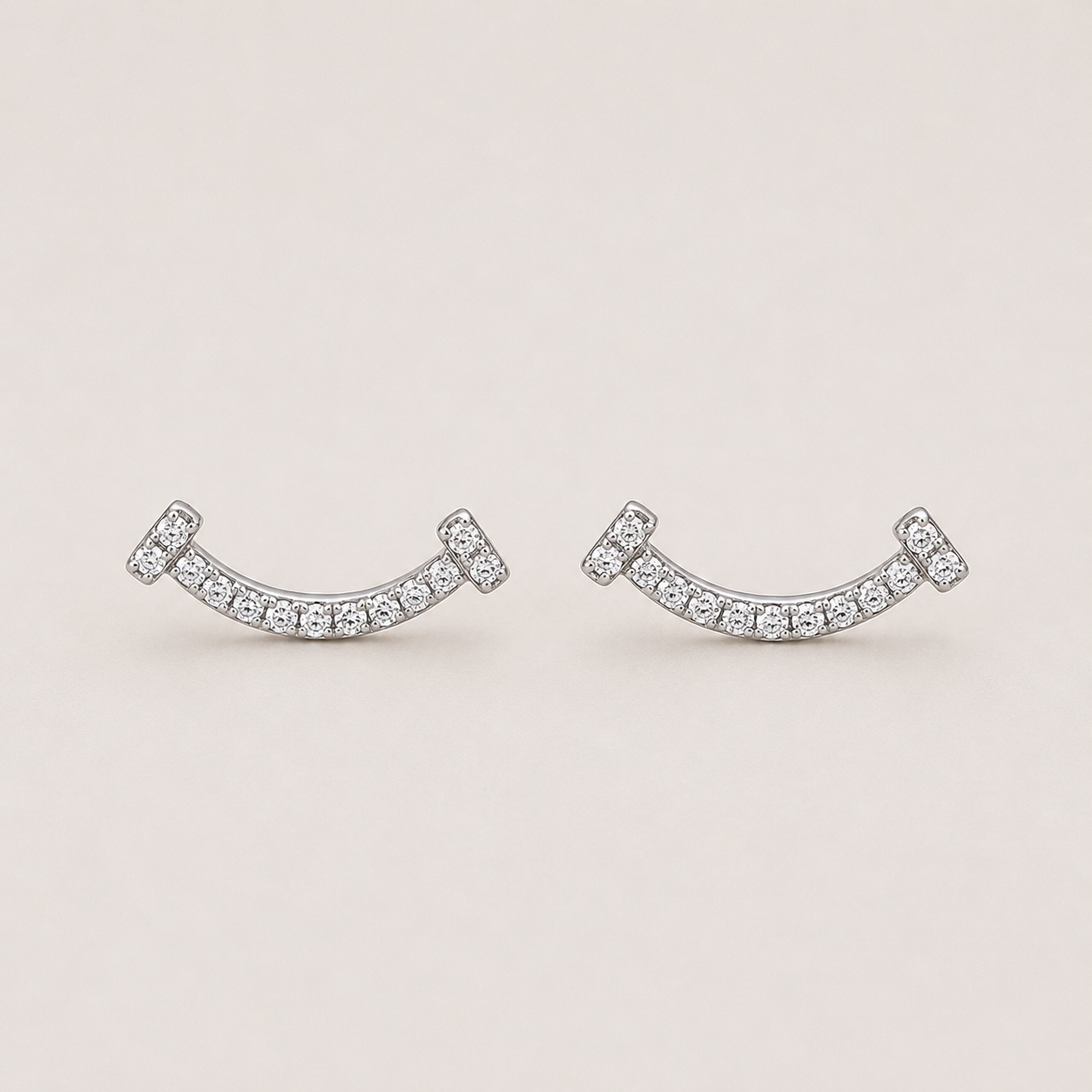 18K Rose Gold Pavé Curve Stud Earrings with Lab Grown Diamonds