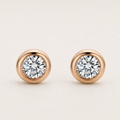 18K Gold Bezel Stud Earrings with Lab Grown Diamonds