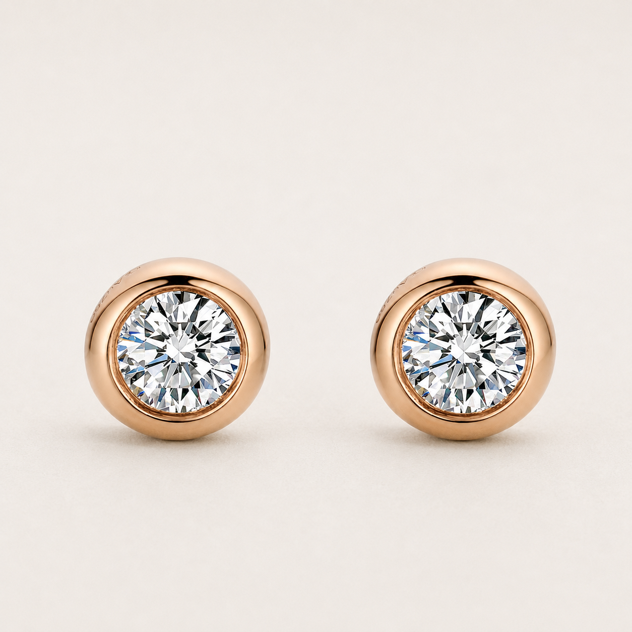 18K Gold Bezel Stud Earrings with Lab Grown Diamonds