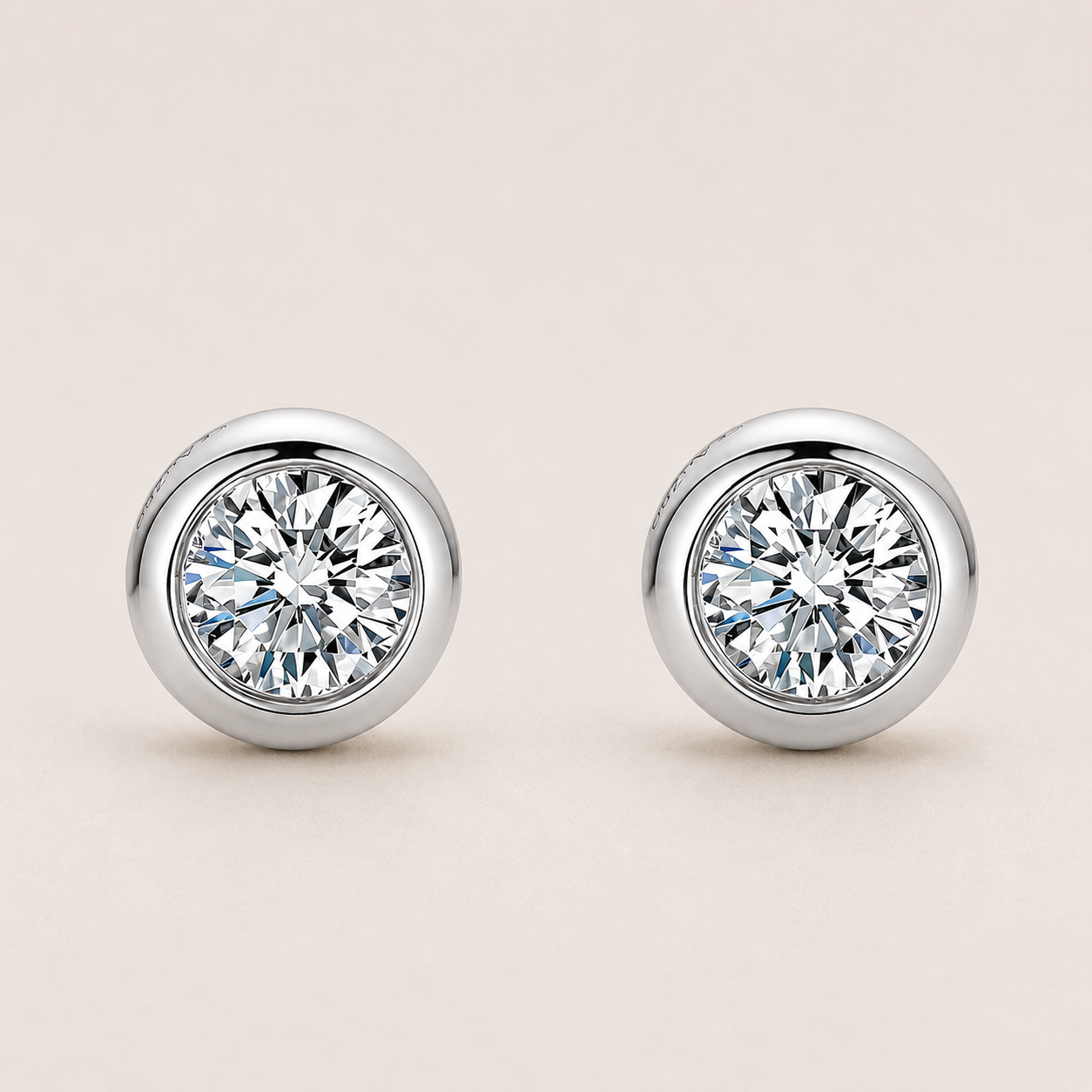 18K Gold Bezel Stud Earrings with Lab Grown Diamonds