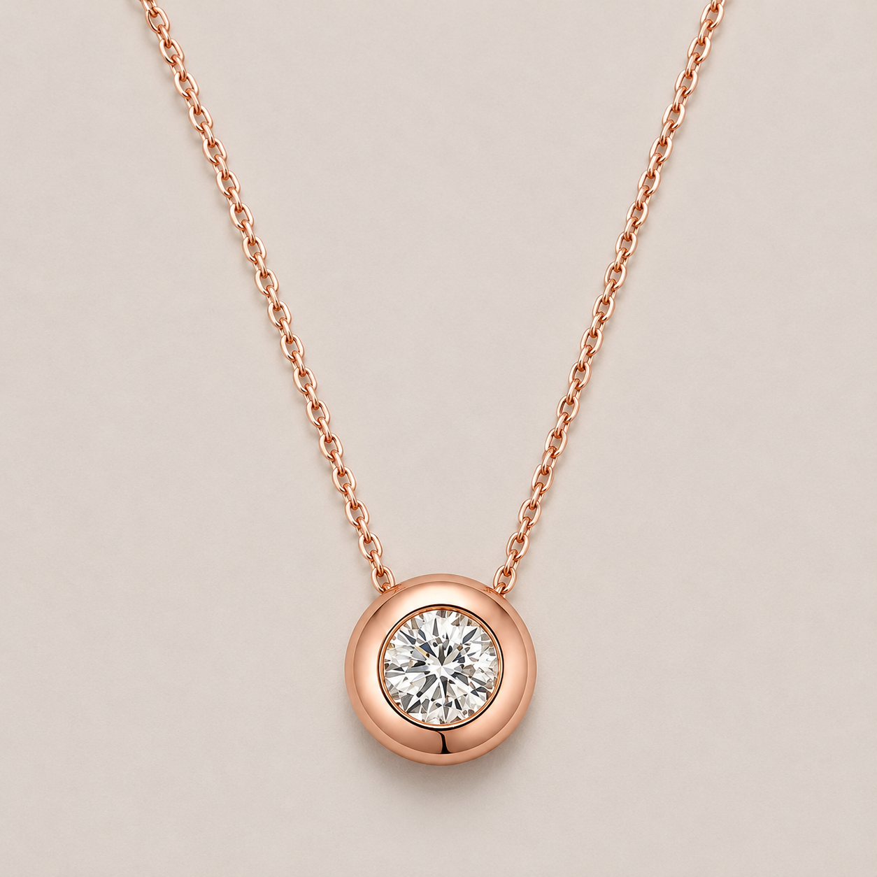 18k White Gold Solitaire Bezel Lab Grown Diamond Necklace