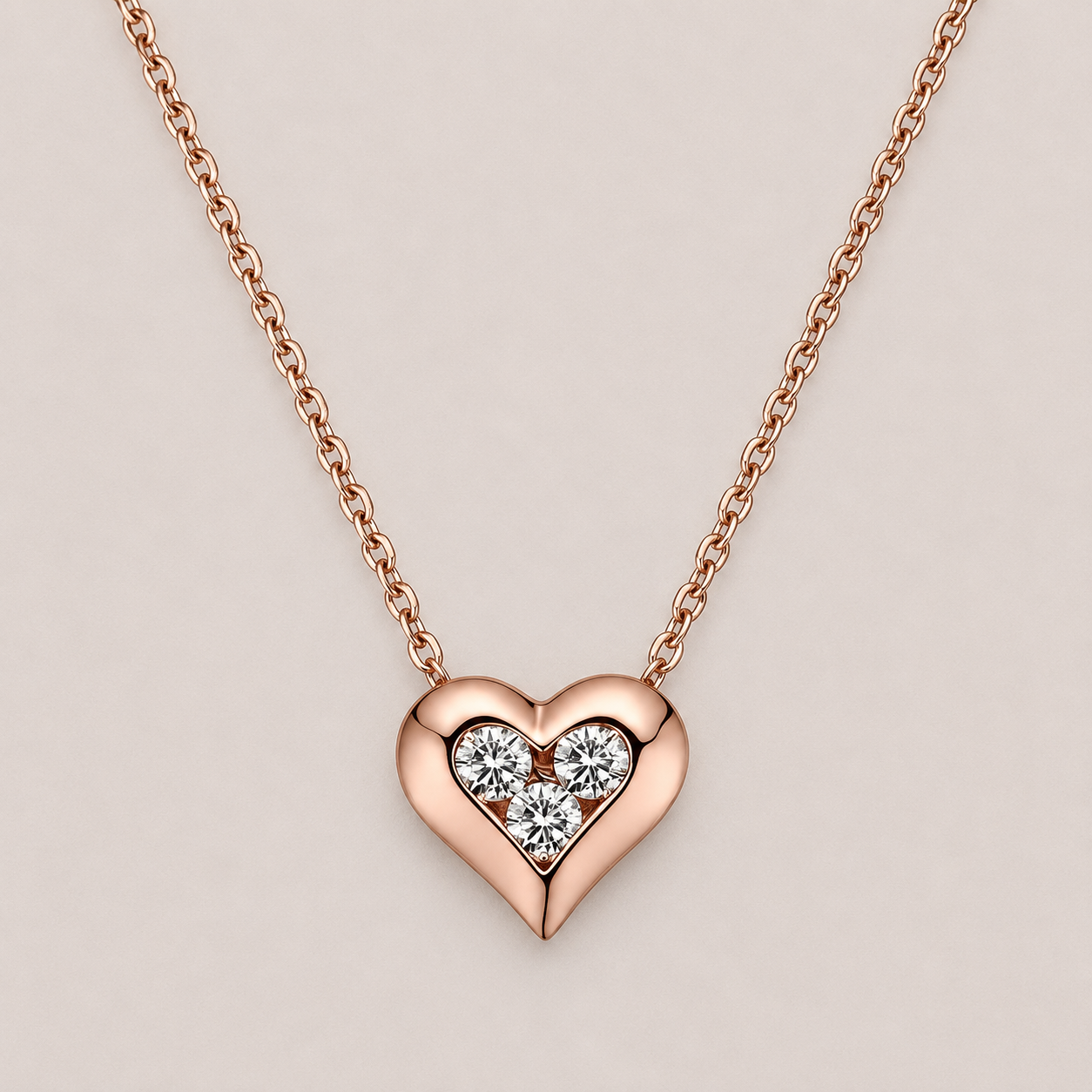 18k Heart Necklace with Lab Grown Diamonds