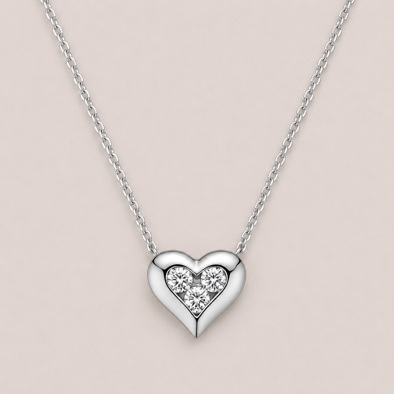 18k Heart Necklace with Lab Grown Diamonds