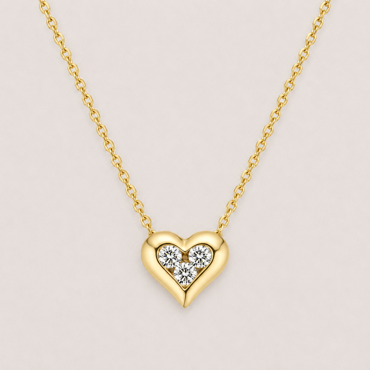 18k Heart Necklace with Lab Grown Diamonds