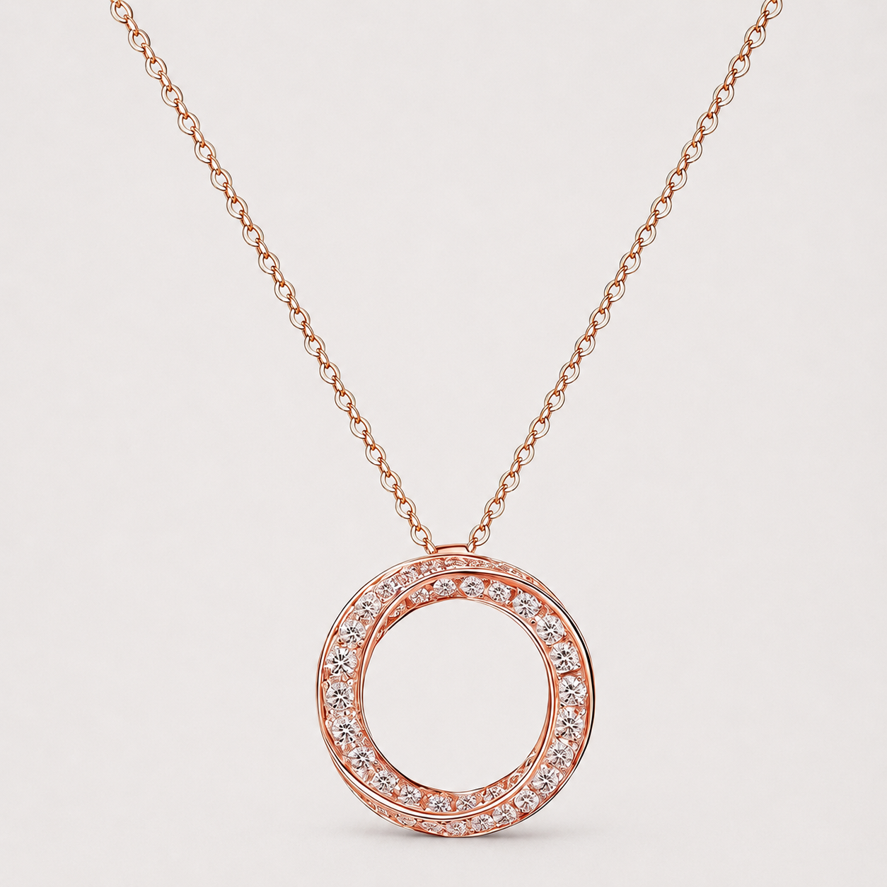 18K White Gold Circle Pendant Necklace with Lab Grown Diamonds