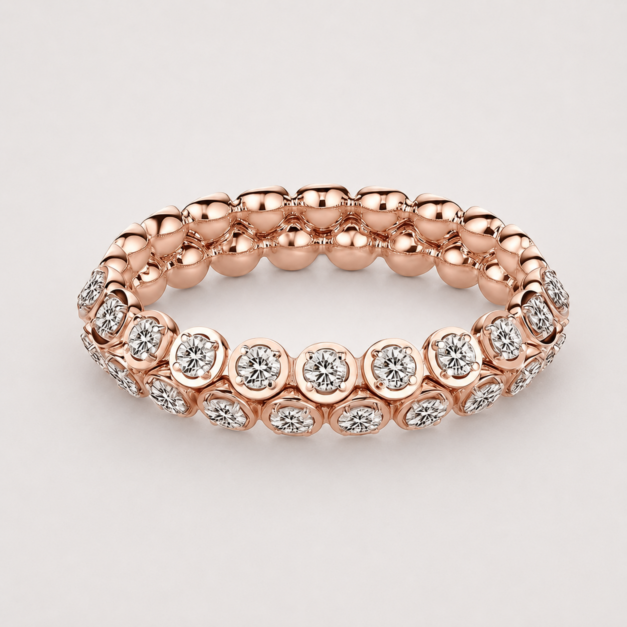 18k White Gold Double Row Eternity Ring with Lab Grown Diamonds