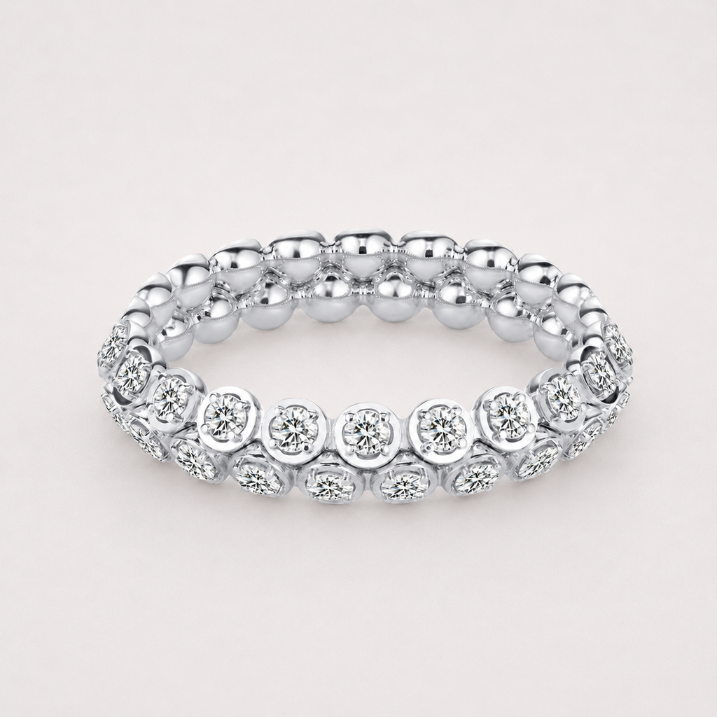 18k White Gold Double Row Eternity Ring with Lab Grown Diamonds