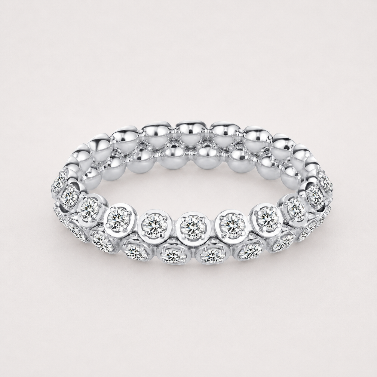 18k White Gold Double Row Eternity Ring with Lab Grown Diamonds