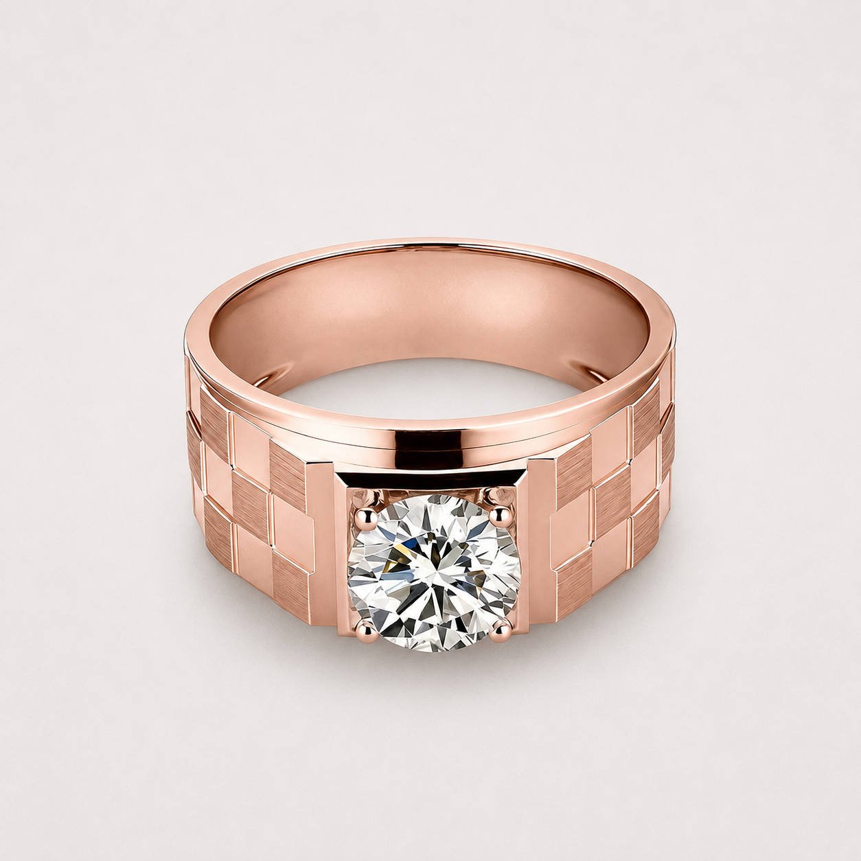 18k White Gold Men’s Solitaire Ring with Lab Grown Diamond