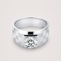 18k White Gold Men’s Solitaire Ring with Lab Grown Diamond