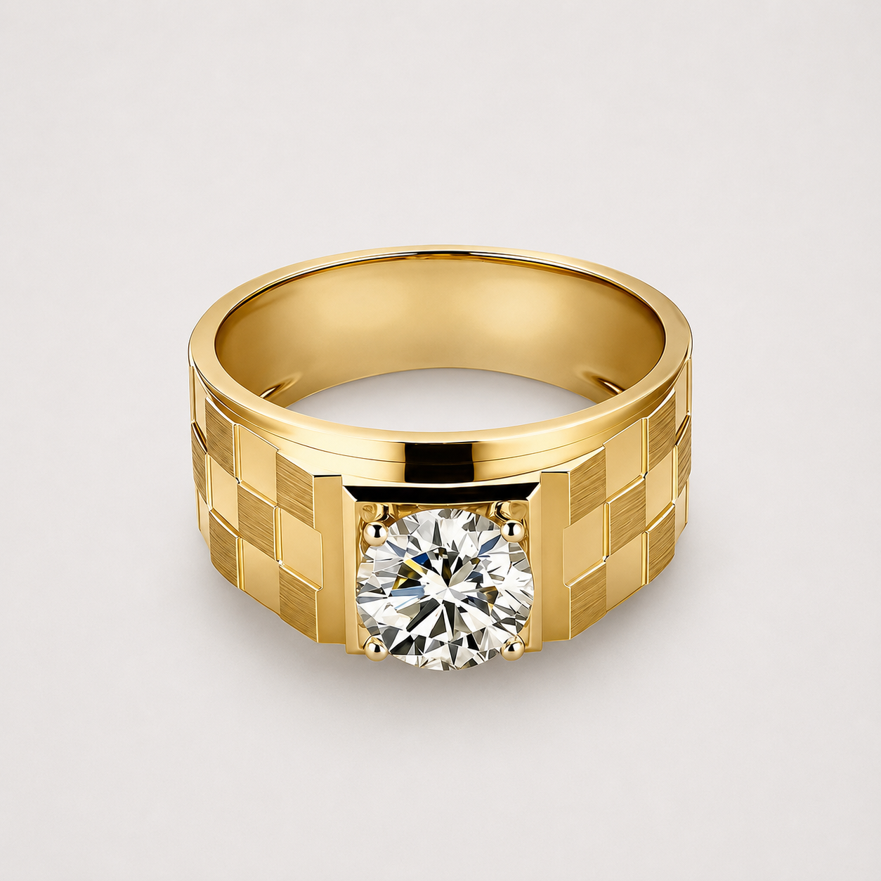 18k White Gold Men’s Solitaire Ring with Lab Grown Diamond