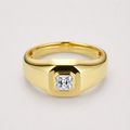 18k Gelbgold Herren Solitaire Ring mit quadratisch geschliffenem Labordiamanten
