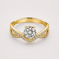 18k Weißgold Verlobungsring mit rundem Brillant Labordiamanten und Split Shank Pavé