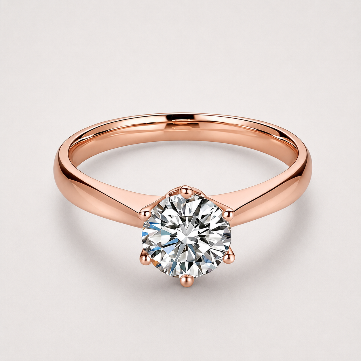 18k White Gold Classic Solitaire Engagement Ring with Round Brilliant Lab Grown Diamond