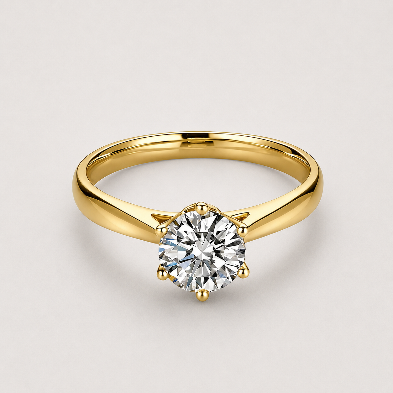 18k White Gold Classic Solitaire Engagement Ring with Round Brilliant Lab Grown Diamond