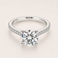 18k White Gold Pavé Engagement Ring with Round Brilliant Lab Grown Diamond