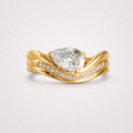 Diamond Ring in Curved Design with Pear Cut Lab Grown Diamond