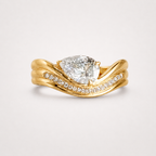 Diamond Ring in Curved Design with Pear Cut Lab Grown Diamond