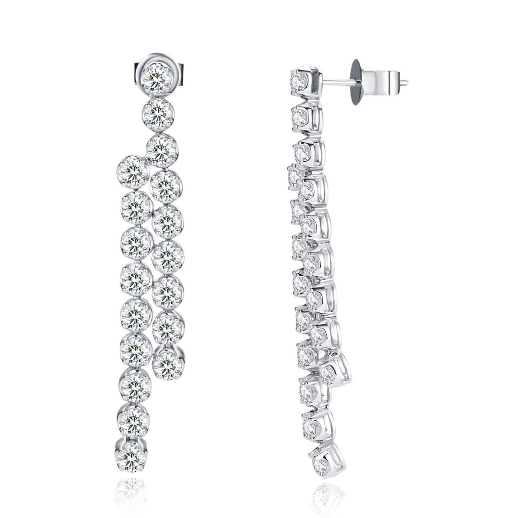 18K White Gold Diamond Drop Earrings with Lab Grown Diamonds
