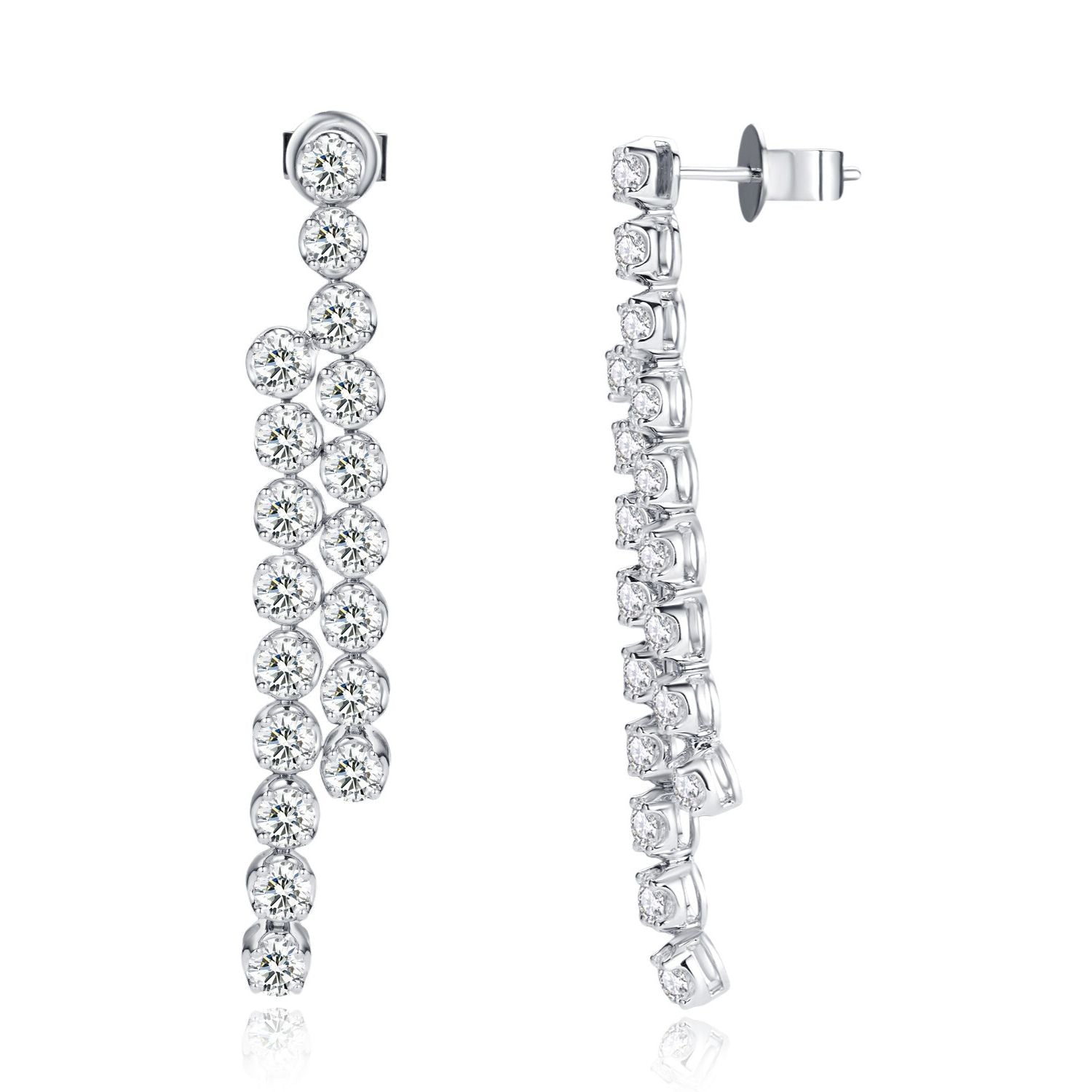 18K White Gold Diamond Drop Earrings with Lab Grown Diamonds